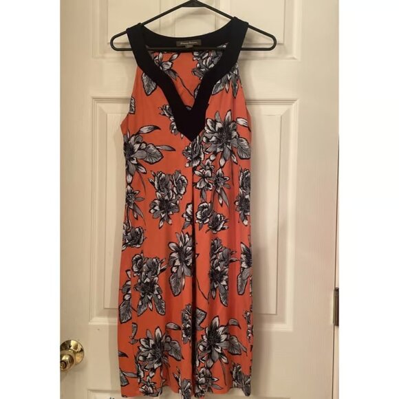 Tommy Bahama Summer Floral Print Sleeveless Halter Dress with Black Trim Sz M - Picture 1 of 4